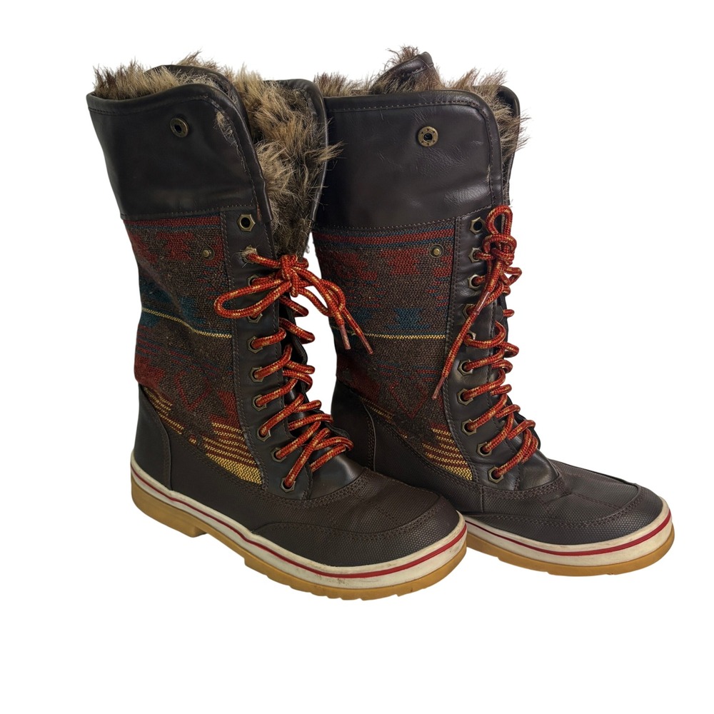 Celebrity Pink Glacier Brown Faux Fur Winter Boots 8M